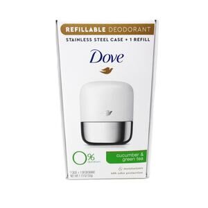 Dove Refillable Deodorant Stainless Case plus Refill  Cucumber and Green Tea